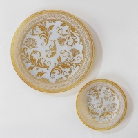 Набор столовый &laquo;Растительный узор&raquo;, 7 предметов: d=30 см - 1 шт, d=18 см - 6 шт, цвет белый с золотым
