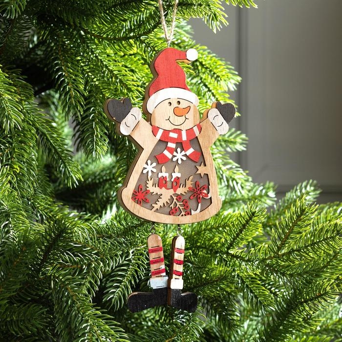 Ёлочная игрушка &laquo;Снеговик&raquo;, от батареек, свечение тёплое белое