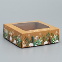 Коробка под 4 конфеты &laquo;С Новым годом!&raquo;, эко, 10.5 х 10.5 х 3.5 см, Новый год