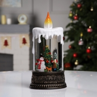 Светодиодная фигура &laquo;Свеча со снеговиком&raquo; 12.3 &times; 24 &times; 8 см, пластик, батарейки ААх3 (не в комплекте), USB, свечение тёплое белое