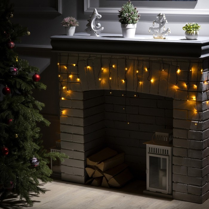 Гирлянда &laquo;Бахрома&raquo; 3 &times; 0.5 м, IP20, тёмная нить, 80 LED, свечение жёлтое, 8 режимов, 220 В