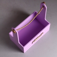 Ящик - кашпо деревянный 25х15х30 "Любимой Маме" Сиреневый Ящик - кашпо деревянный 25х15х30 "Любимой Маме" Сиреневый