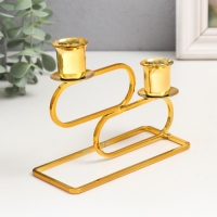 Подсвечник металл на 2 свечи "Овалы" d=2,3 см золото 6х15х11 см