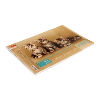 Альбом для рисования А4, 32 листа, на гребне, "Зверьё моё", обложка картон, блок 100 г/м&sup2;, перфорация на отрыв, МИКС