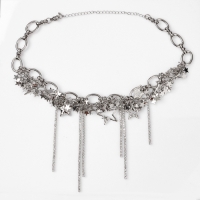 Колье &laquo;Здвёзды&raquo; цепь, цвет серебро