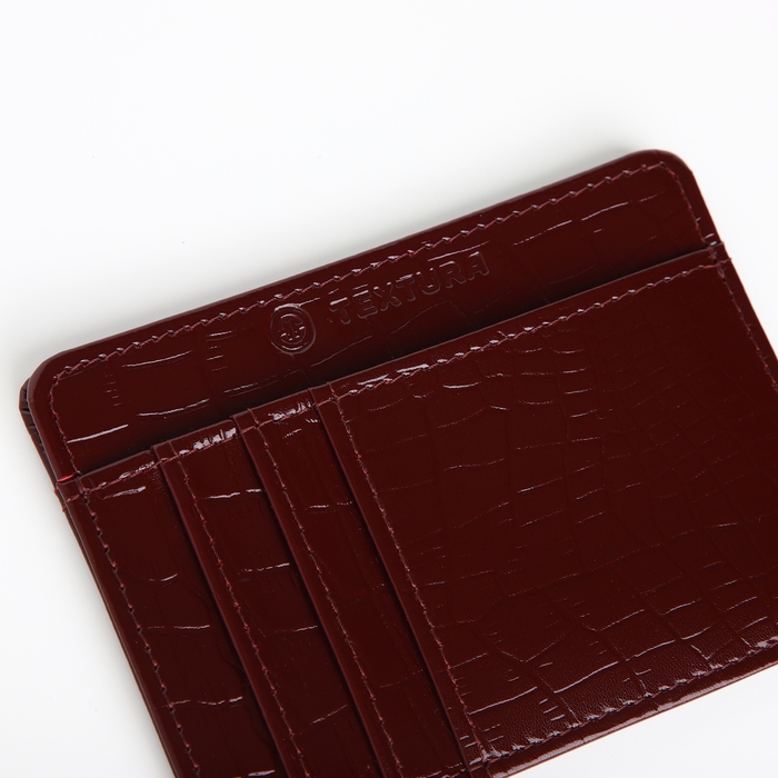 Картхолдер кожаный, TEXTURA, 4 карты, цвет бордовый