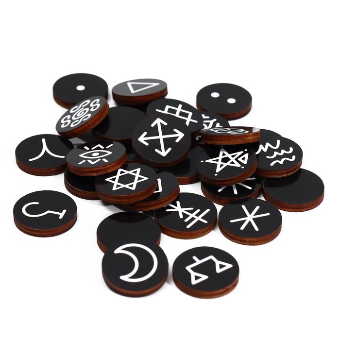 Руны гадальные &laquo;Ведьмины&raquo;, 28 рун, бархатный мешочек (12х18 см), 16+