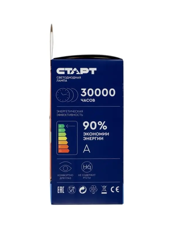 Лампа светодиодная СТАРТ, 20 Вт, Е27, А60, 6500К, 1600 Лм, холодный (белый) свет
