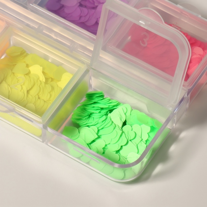 Пайетки для декора ногтей &laquo;Сердечки NEON&raquo;, разноцветные