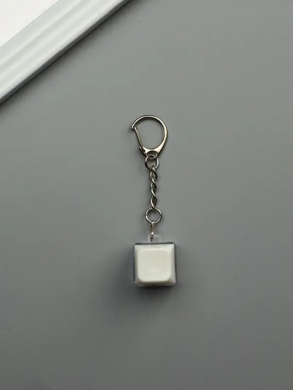 Брелок - антистресс для ключей на карабине &laquo;Кнопка кейкап&raquo;, световой, белый, 2&times;2&times;2.6 см