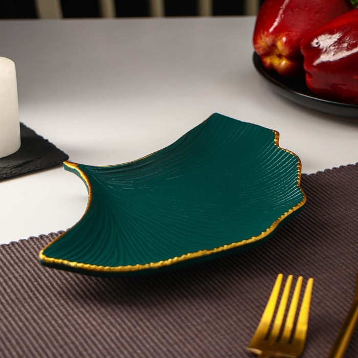 Блюдо для фруктов Доляна &laquo;Ракушка&raquo;, 23&times;15 см, цвет зелёный