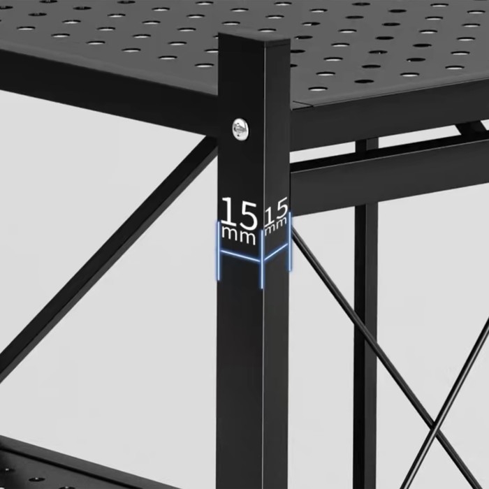 Стеллаж складной на колесах, 4 полки, 72&times;34&times;122см, цвет чёрный матовый