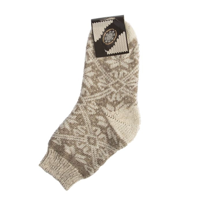 Носки новогодние мужские шерстяные &laquo;Снежинка в орнаменте&raquo;,р-р 27 цвет серый/микс