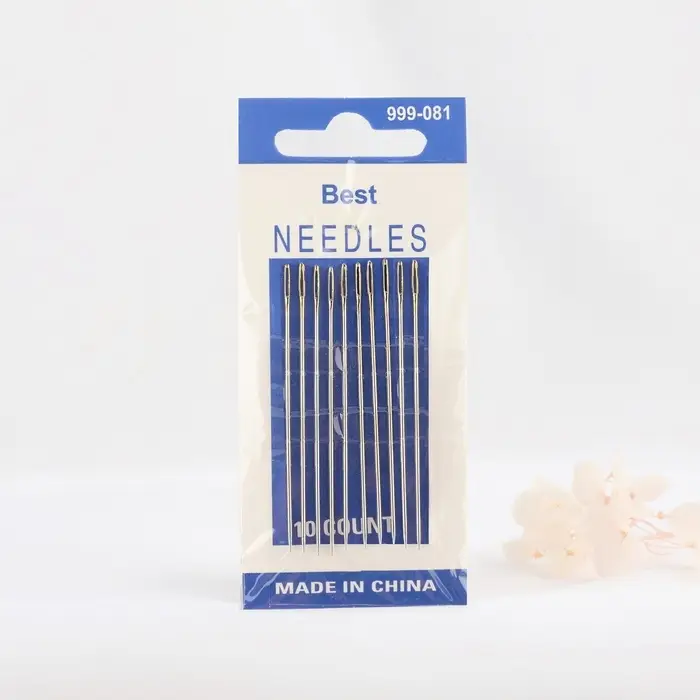 Иглы швейные, d=1.03 мм, 5.6 см, с золотым ушком, 10 шт.