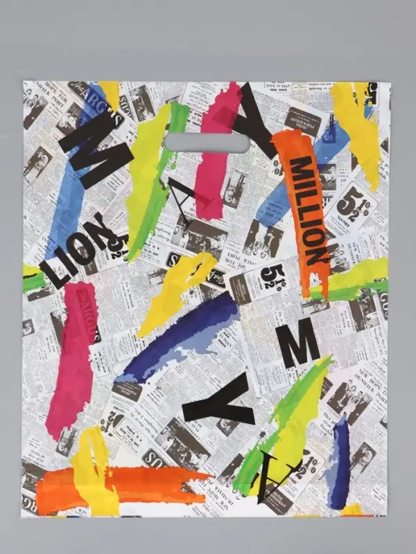 Пакет "АРТ Газета", полиэтиленовый с вырубной ручкой, 38 х 45 + 3 см, 50 мкм