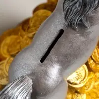 Копилка "Конь на деньгах" 20х20х13 см, серый