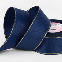 Лента репсовая 40мм*25±1ярд(23м±1м) золотые нити №038 тёмно-синий АУ Лента репсовая 40мм*25±1ярд(23м±1м) золотые нити №038 тёмно-синий АУ