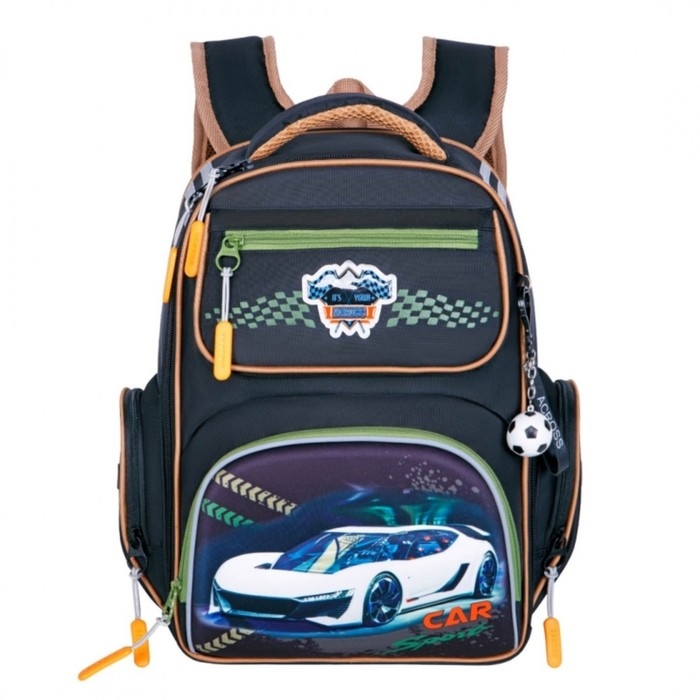 Рюкзак каркасный 35 х 26 х 18 см, Across ACS1, наполнение: мешок, чёрный/оранжевый ACS1-4