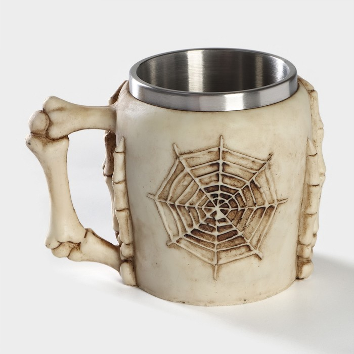 Кружка из нержавеющей стали &laquo;Череп. Хэллоуин&raquo;, 400 мл, цвет бежевый