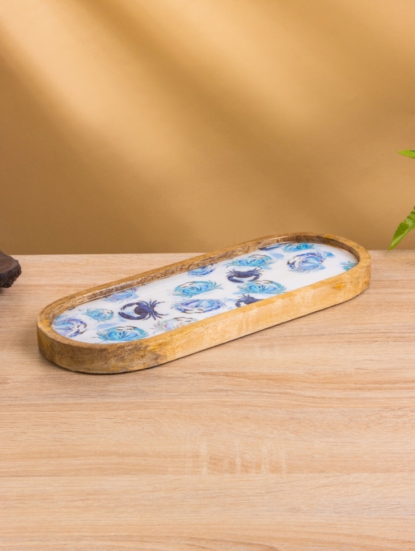 Набор розеток на подносе "Крабы" (3 шт) дерево манго 33,5х13х6,5 см