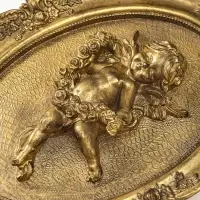 Панно интерьерное полистоун "Ангел с венком из роз" золото 21,5х4х27 см