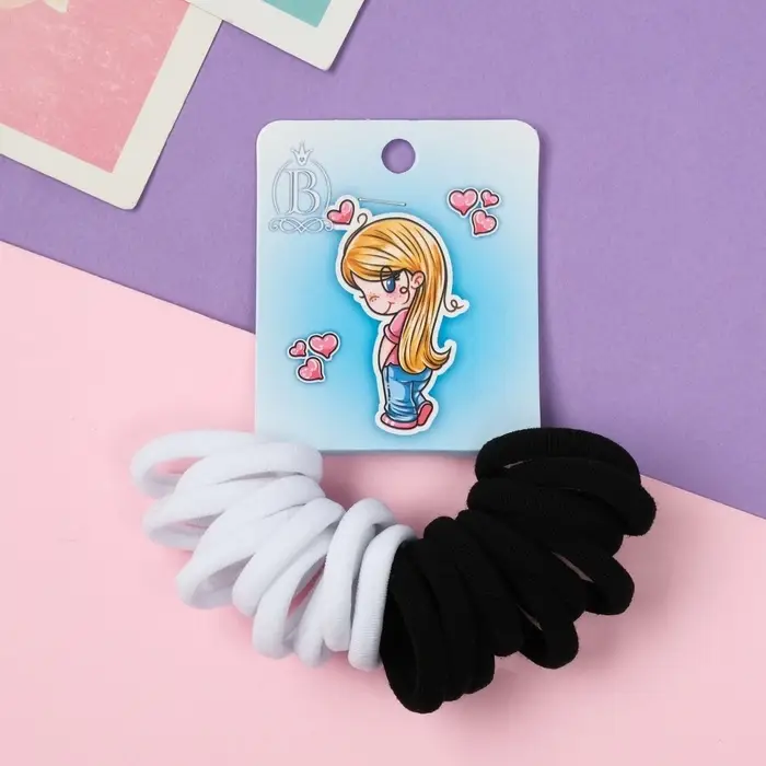 Резинка для волос "Амурные дела" (набор 20 шт) любимка, 2,5 см, чёрный белый