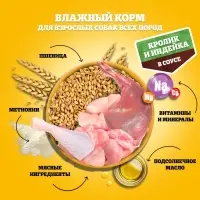 Влажный корм Pedigree для собак всех пород, кролик/индейка в соусе, пауч, 85 г