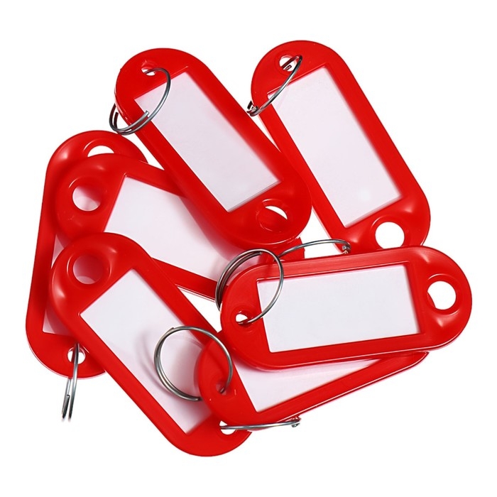 Набор брелоков для ключей, 100 штук, 53 мм, цвет красный Набор брелоков для ключей, 100 штук, 53 мм, цвет красный