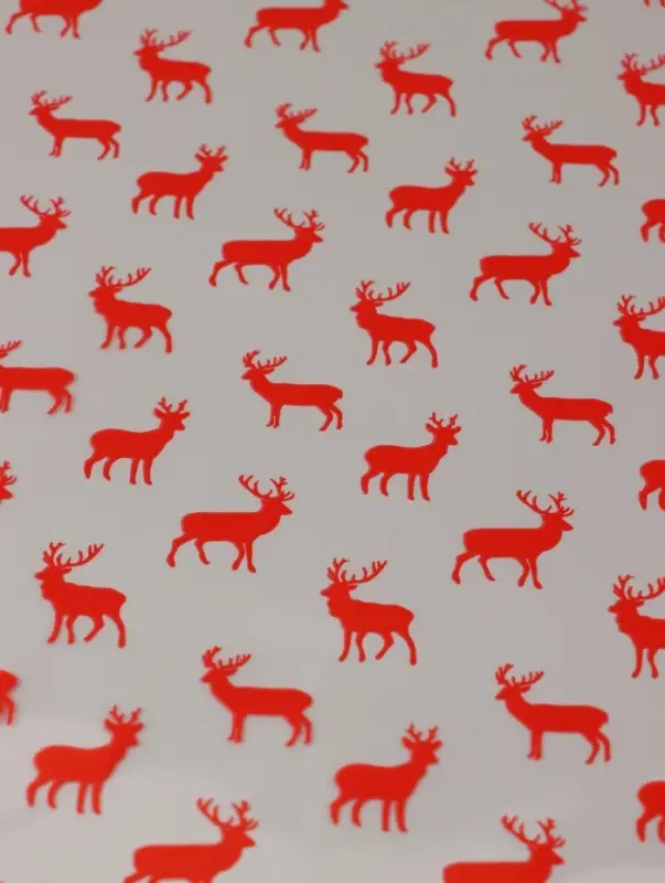 Пленка глянцевая "Северные олени", красный, 0,7 х 7,5 м, 40 мкм, 200 гр