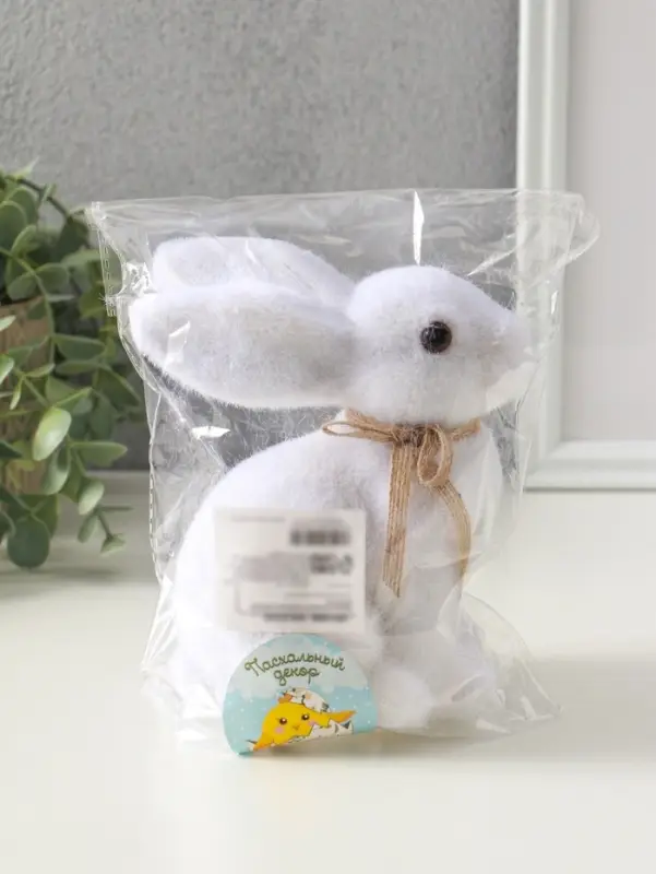 Сувенир пасхальный "Белый заяц с бантиком" 8х13х15 см