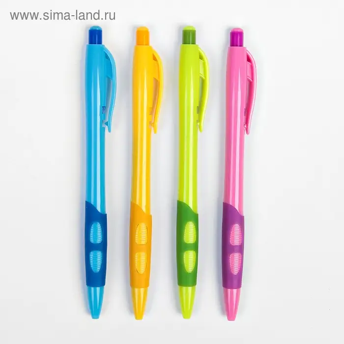 Ручка шариковая, 0.5 мм, стержень синий, с резиновым держателем, корпус МИКС