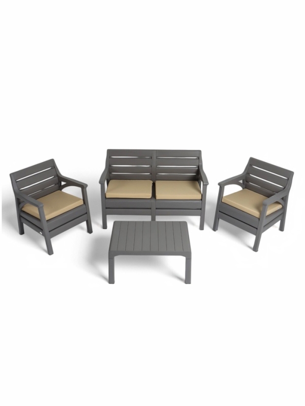 Набор садовой мебели "Евпатория" 4 предмета: 2 кресла, стол, диван 2-х местный, цвет серый