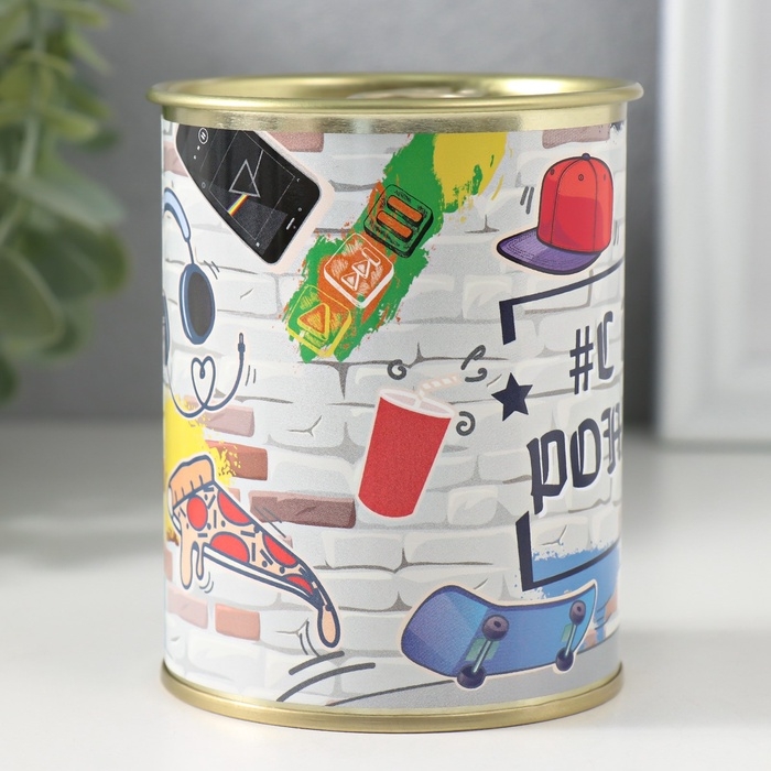 Подарочные носки в банке «С Днём рождения», (внутри носки мужские, цвет чёрный) Подарочные носки в банке «С Днём рождения», (внутри носки мужские, цвет чёрный)