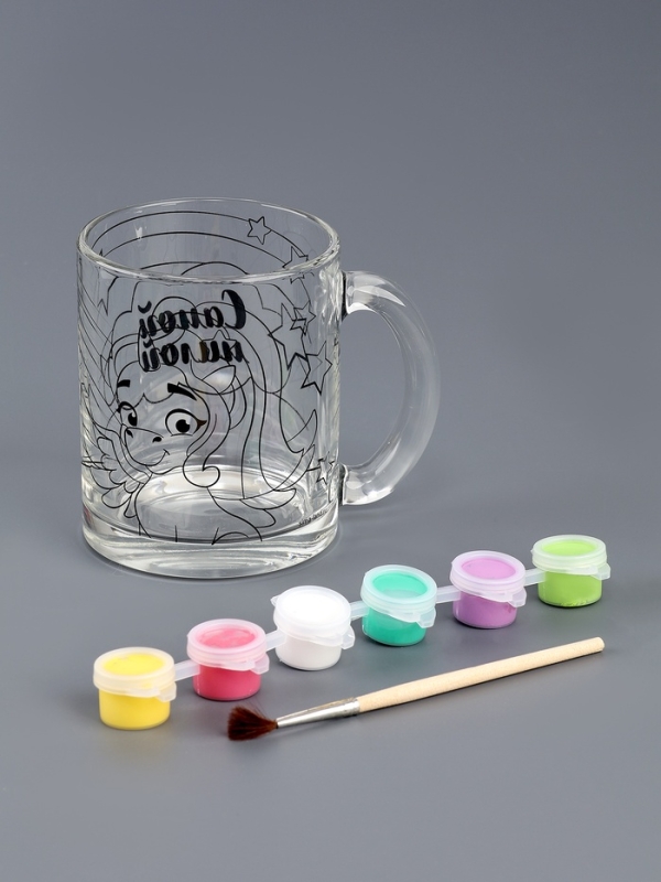 Роспись стеклянной кружки красками "Самой милой" Единорожка