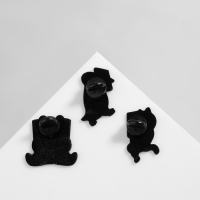 Набор значков (3 шт.) &laquo;Комиксы&raquo; с животными, цвет чёрно-белый в чёрном металле