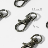 Карабин металлический, 37 × 12 мм / 9 × 1,7 мм, 10 шт, цвет чёрный никель Карабин металлический, 37 × 12 мм / 9 × 1,7 мм, 10 шт, цвет чёрный никель