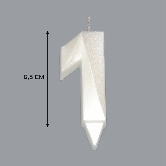 Свеча в торт &laquo;Грань&raquo;, цифра 1, жемчужный, 6.5 см