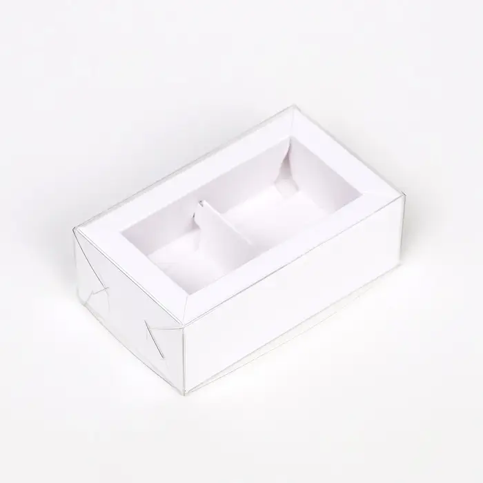 Коробка складная с прозрачной крышкой, 10&times;6&times;3.5 см, белая