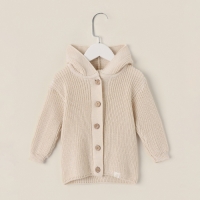 Кардиган вязаный с капюшоном SL Home, р.74-80 см, молочный