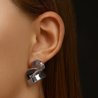 Серьги металл &laquo;Модерн&raquo; искажение мини, цвет серебро