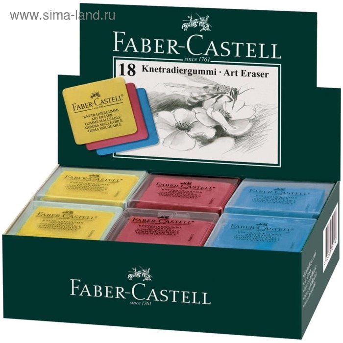 Ластик-клячка Faber-Castell 1273 Extra soft, 40 х 35 х 10, (микс 3 цвета) в пластиковой коробке, цена за 1 шт. Ластик-клячка Faber-Castell 1273 Extra soft, 40 х 35 х 10, (микс 3 цвета) в пластиковой коробке, цена за 1 шт.