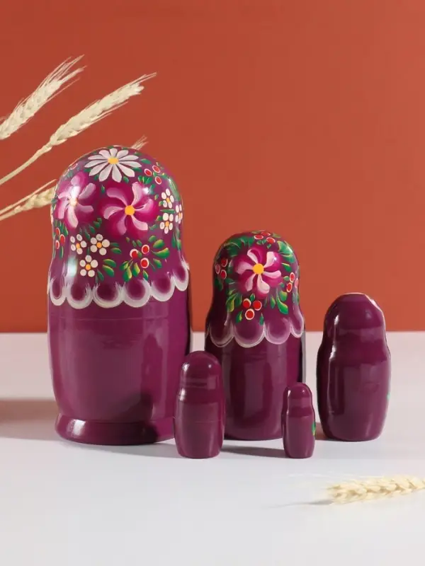 Матрёшка дерево &laquo;Любовь&raquo;, сиреневый платок, 5-кукольная, 19 см