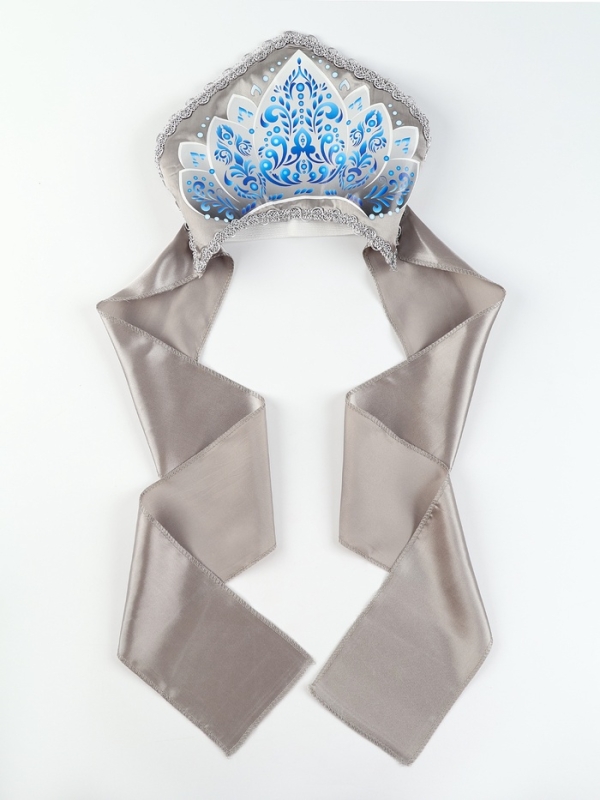 Карнавальный кокошник "Зимние узоры", цвет серебро, р-р 54-58