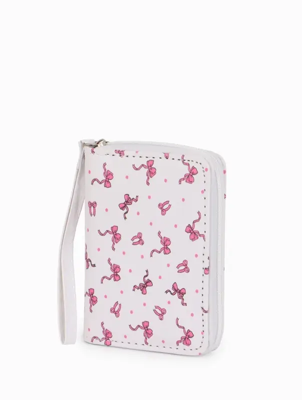 Кошелек жен 07-01-01 Июнь2534 бантики, 12*1,5*9 см, 2 отд+отд/молн, д/карт, белый