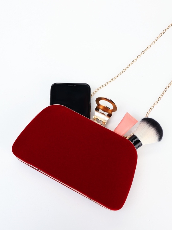 Сумка жен, 20*6*12, отд на фермуаре, цепь, текстиль, красный Сумка жен, 20*6*12, отд на фермуаре, цепь, текстиль, красный