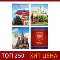 Тетрадь 48 листов в клетку Calligrata &laquo;Россия&raquo;, серые листы, МИКС