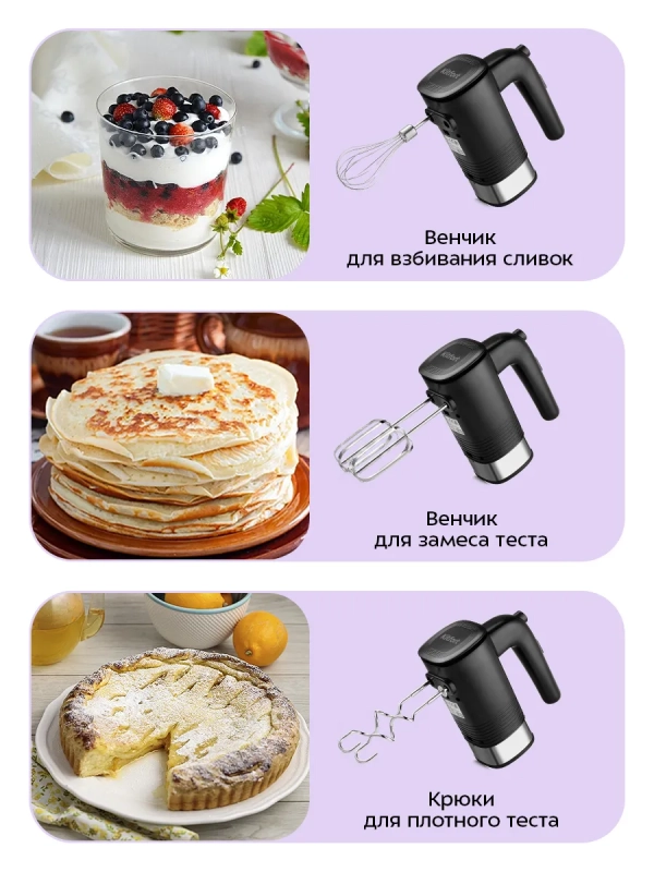 Миксер ручной электрический КТ-3096 - 250 Вт