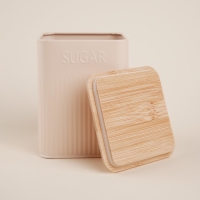 Банка для сахара &laquo;Сан-Лоренцо&raquo;, 10&times;13 см, цвет розовый, с бамбуковой крышкой