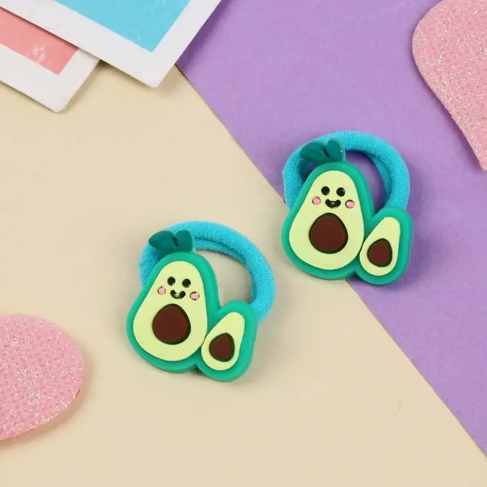 Резинка для волос "Крошка" (набор 2 шт) авокадо, 3 см, зелёный