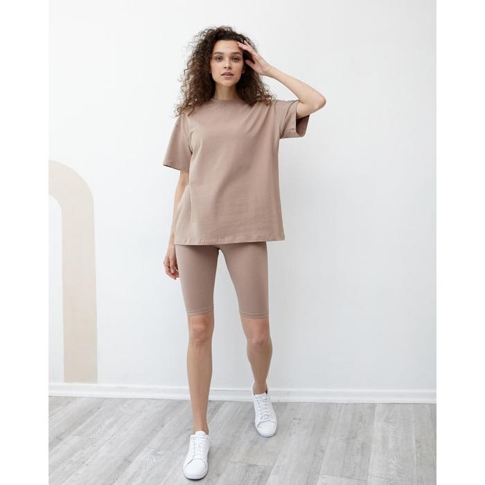 Футболка женская MINAKU OVERSIZE FIT: цвет коричневый, р-р 46 Футболка женская MINAKU OVERSIZE FIT: цвет коричневый, р-р 46